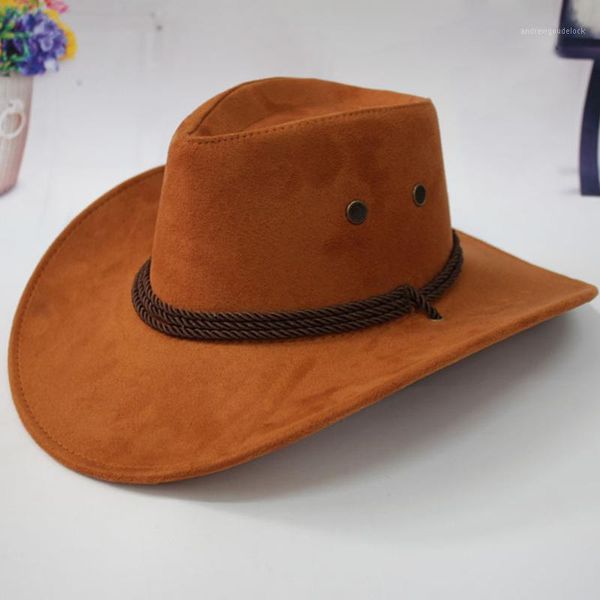 Cappello da cowboy con bordo largo, casual, in pelle artificiale, pieghevole, protezione solare, estivo, occidentale1