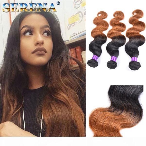 

african american body wave ombre #1b 30 peruvian brazilian virgin human hair hipping dark honey blonde hair body wave hair weaves, Black