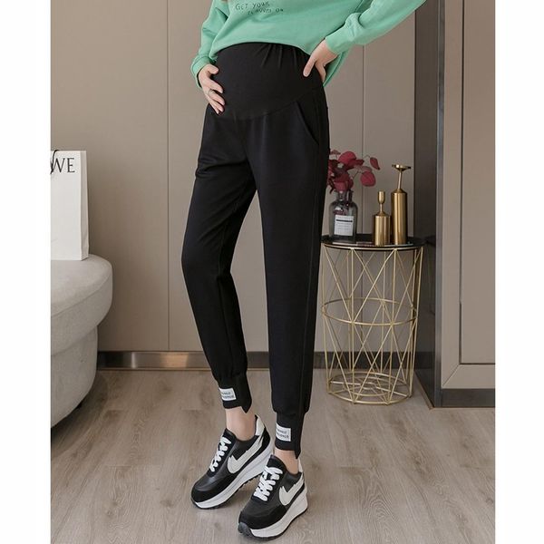 

fashion casual sports trousers pregnant women pants autumn trendy mom autumn clothes, Black;white