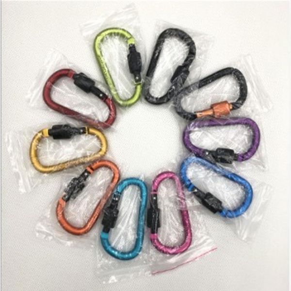 

1pcs dia 8mm colorful aluminium alloy carabiner multi-function tool mountaineering buckle with lock camp qylucc