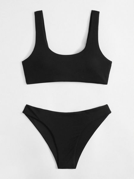 

rib bikini swimsuit l7sa#, White;black