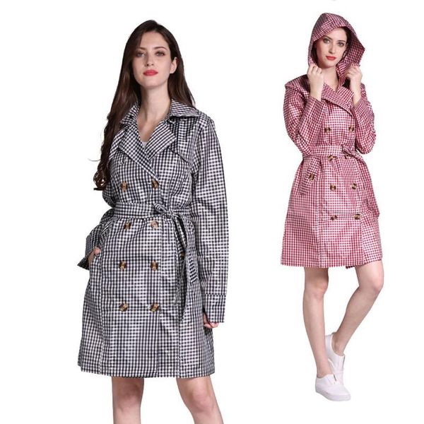 

1pc waterproof women rain trench coat ladies hooded long coats jackets lightweight w bbyhlo