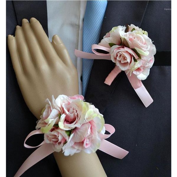 

handmade wedding corsages groom boutonniere bride bridesmaid hand wrist flower artificial flowers suit corsage flower1