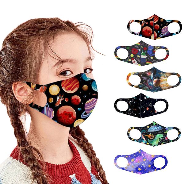 

windproof face adjustable 1pc reusable children's printed mask kids planet print outdoor shield washable faces protection