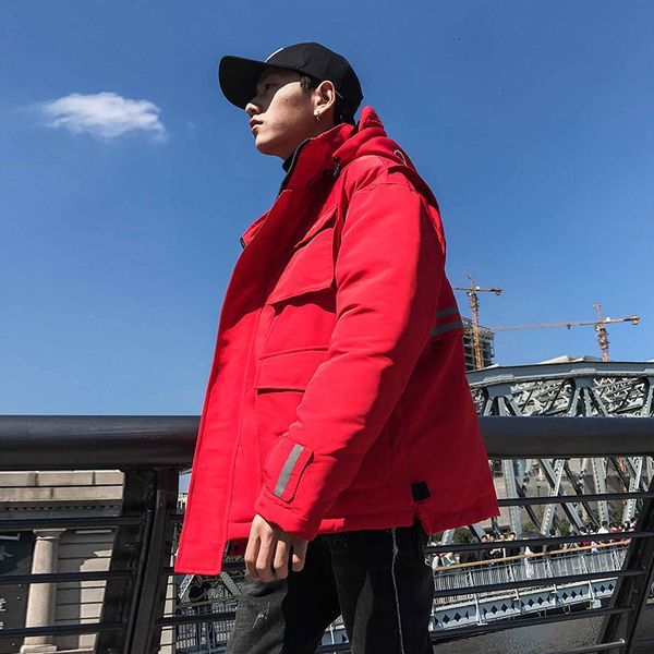 

2021 new privathinker new parka korean streetwear men warm winter coat thicken zipper big size mens fashion parkas rehf, Black