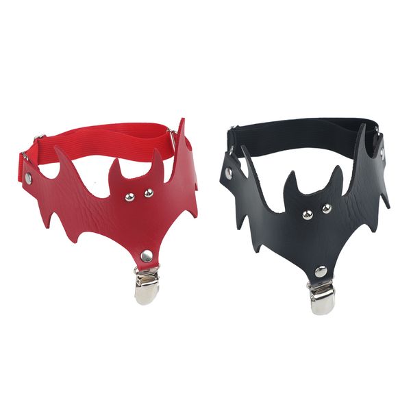 

1pcs fashion and creative christmas halloween leglet bat wings garter socks leg ring leather decoration high quality, Black;white