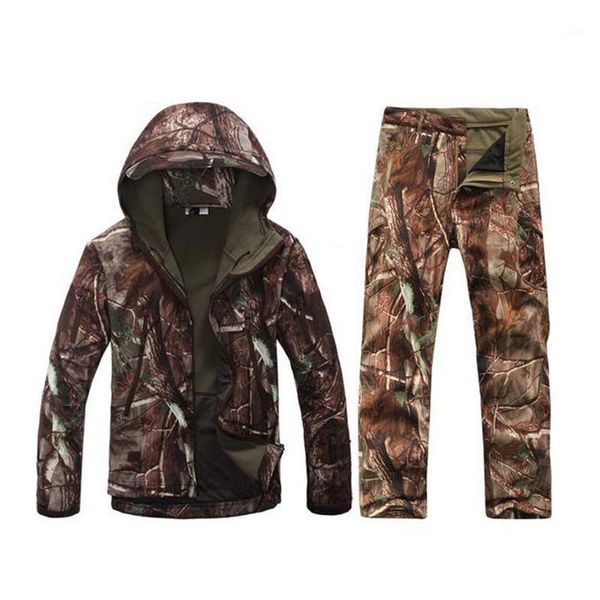

hunting sets men jacket pants suit set outdoor tactical camping hiking waterproof breath sport softshell outfit clothes1, Camo
