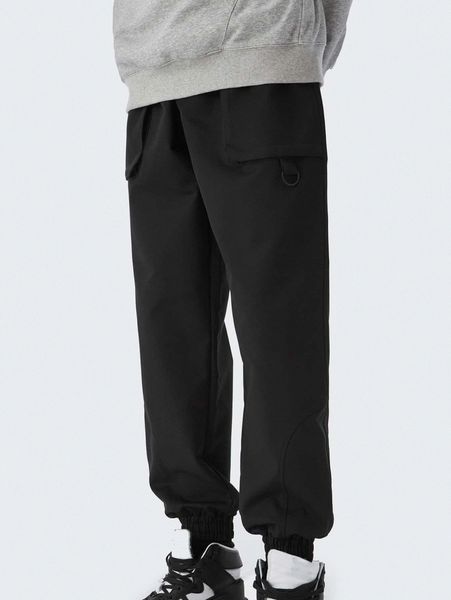 

men slant pocket drawstring waist pants n1py#, Black