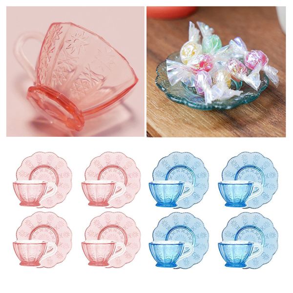 

16pcs 1:12 dollhouse miniatures tea cup set water cups and cups saucers