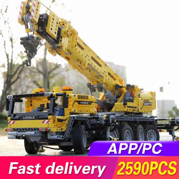 

lepining 20004 app rc technic car motor power mobile crane mk ii model building blocks bricks kids toys compatible with 42009 1008