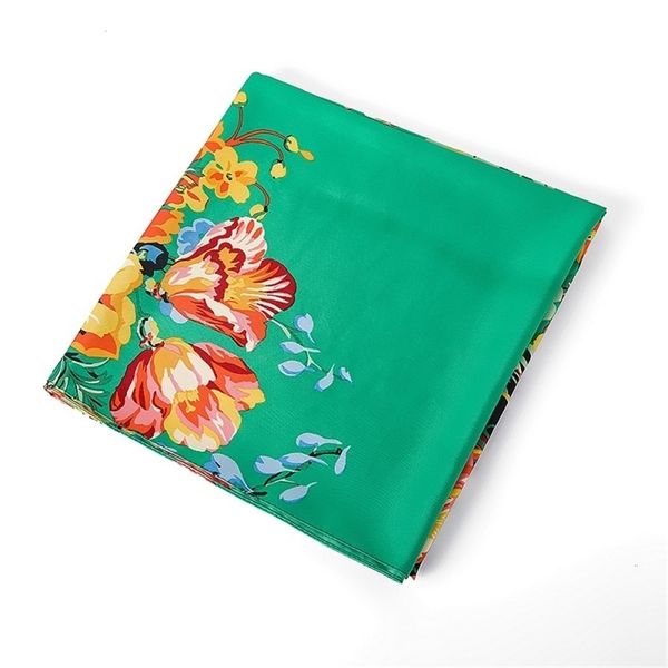

pobing floral 100% scarf women bandana flowers print neckerchief female hijab square scarves silk foulard lady hijabs y201007, Blue;gray
