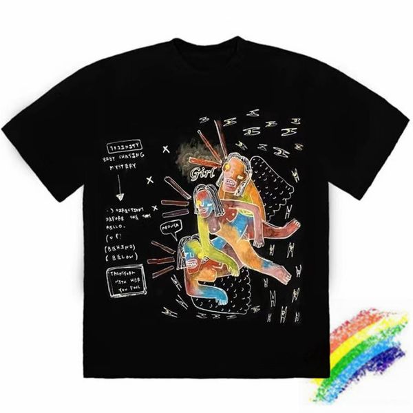 

rolling la closetakki hand painted t shirt men women hip-hop t-shirt tees, Blue;black