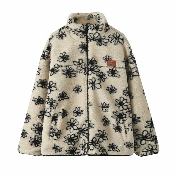 

2021 new winter women new fashion keep warm flower pattern faux fur coat female placket long sleeve jacket h3tt, Black