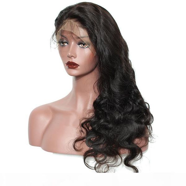 

360 degrees lace frontal human hair wigs body wave brazilian indian unprocessed human hair natural color 8-24 inch, Black;brown