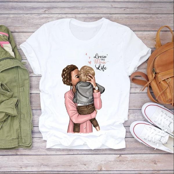 

women 2021 cartoon momlife love print mother lady t shirts t shirt ladies womens graphic female tee t shirt, White