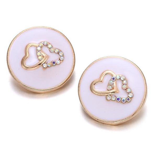 

10pcs 2019 new rose gold snap jewelry crystal double love heart 18mm metal snap button fit snap bracelet va sqczvf beauty888, Bronze;silver