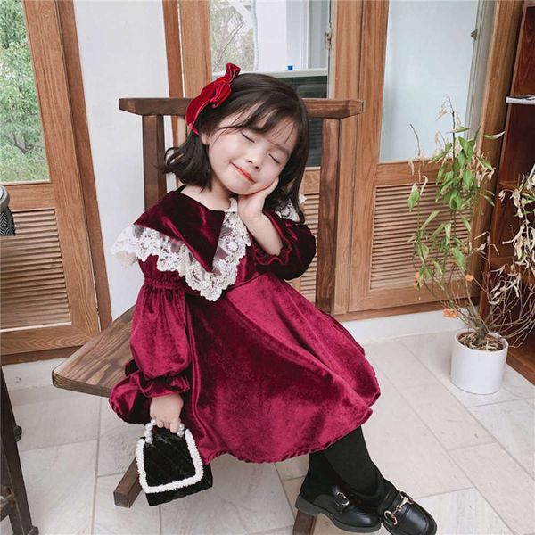 

2020 winter new girls' korean veet thickened princs warm drs ad0133, Red;yellow