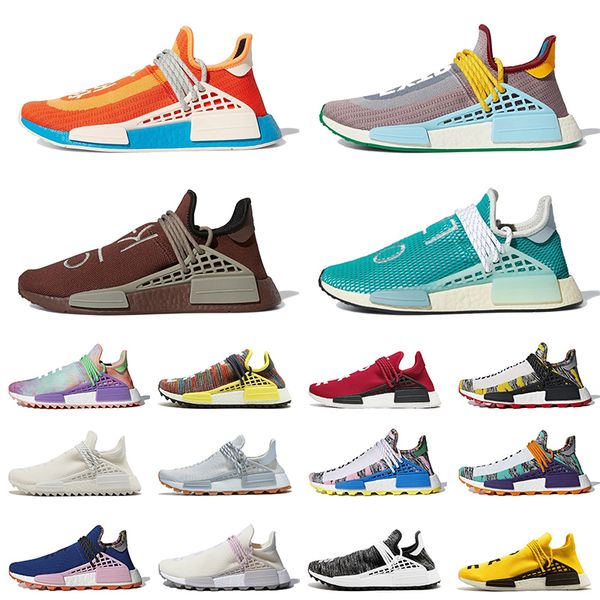 

human race 2021 pharrell williams mens womens running shoes extra eye orange purple chocolate nmd glow dash green trainers sneakers 36-47, White;red