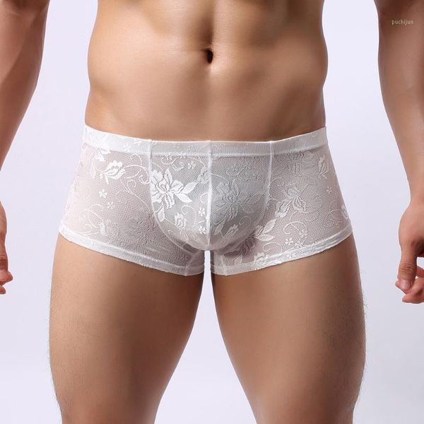Sexy Underwear Mens Boxer Lace Venda Quente Floral Impresso Sissy Gay Underwear Sport Calcinha Calções Boxer Cueca Masculina1