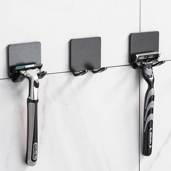 

2 pcs punch razor holder storage hook wall men shaving shaver shelf bathroom razor rack wall bathroom accessories1