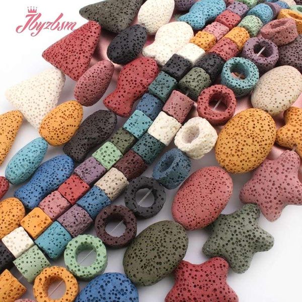 

multicolor lava rock bead natural stone beads for diy necklace bracelats earring fashion jewelry making loose 15" wmtojm