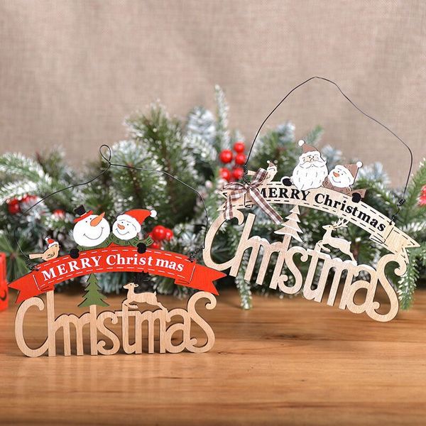 Nuovo ornamento di Natale Ciondoli in legno creativi Lettere colorate Decorazioni appese Decorazioni per scene di finestre Puntelli T3I51246
