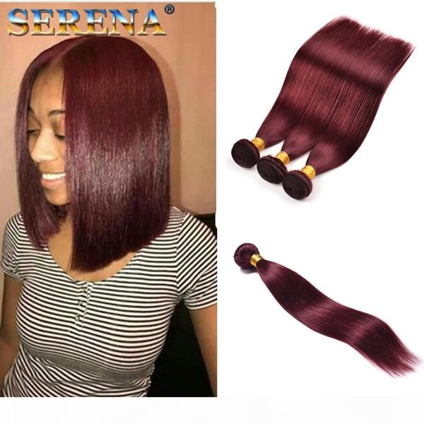

omber color 99j weft hair extensions dark wine fashion beauty human hair weave bundles silky straight brazilian hair one bundle, Black;brown