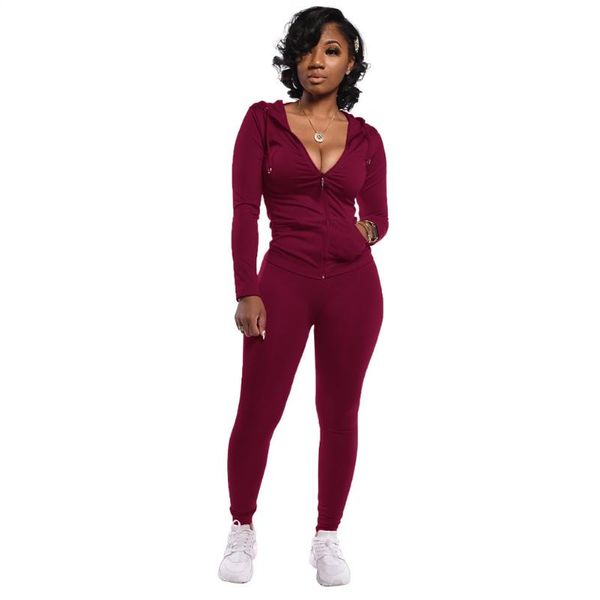 

running sets women tracksuit 2 piece set sweatshirt long pants zipper hoodies clothes casual solid color suit sportwear outfits, Black;blue