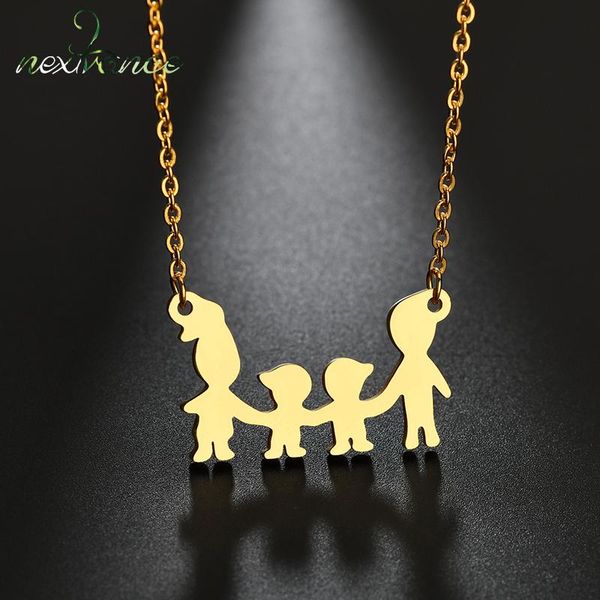 

pendant necklaces nextvance two boy parent happy family necklace gold kids children for birthday gift bijoux, Silver