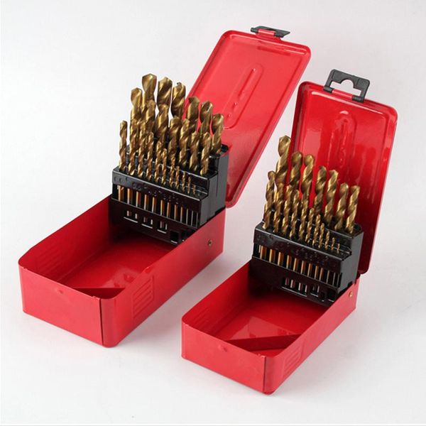 

uneefull 19/25pcs hss drill bit for metal titanium coated high speed steel drilling bits set 1.0~10mm power tools accessories