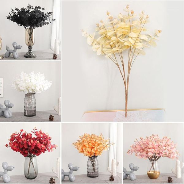 

decorative flowers & wreaths 1pcs 5 branch 20 heads artificial silver dollar eucalyptus leaves for wedding party home decor garden fake plan