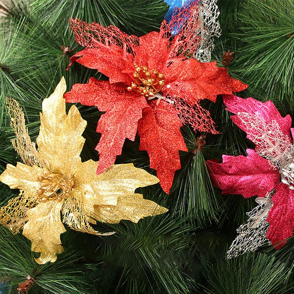 

#40 home dried flowers hollow gold glitter sequins simulation flower christmas tree decor