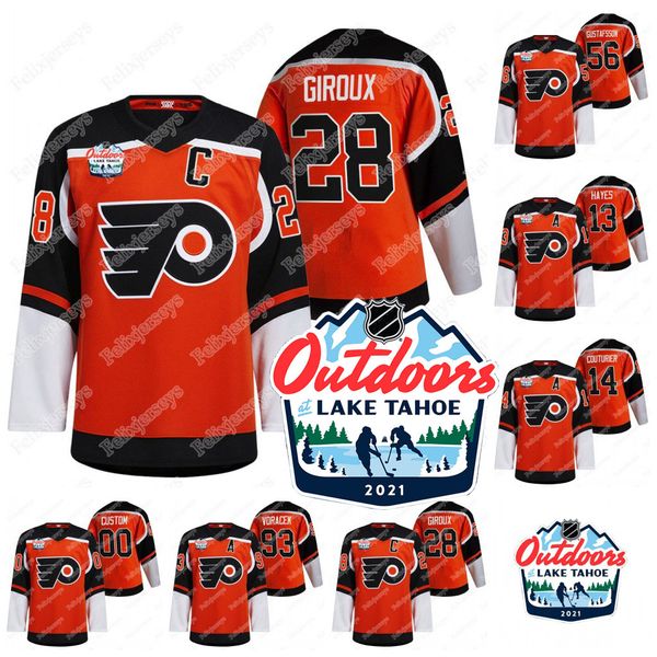 

philadelphia flyers 2021 outdoors sunday retro jersey claude giroux sean couturier gostisbehere ivan provorov carter hhart travis konecny, Black;red