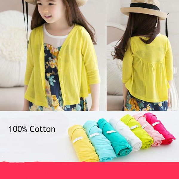 

retail baby teenager summer outerwear sun protection clothing 2020 100% cotton solit coats casual children jackets for girls, Blue;gray