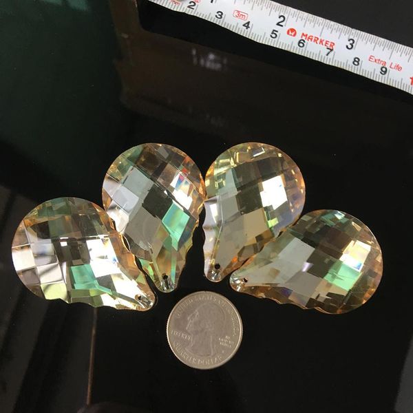 

5pc champagne 50mm suncatcher pendant water drop faceted leaf crystal glass art chandelier craft prism hanging ornament fengshui h bbydln