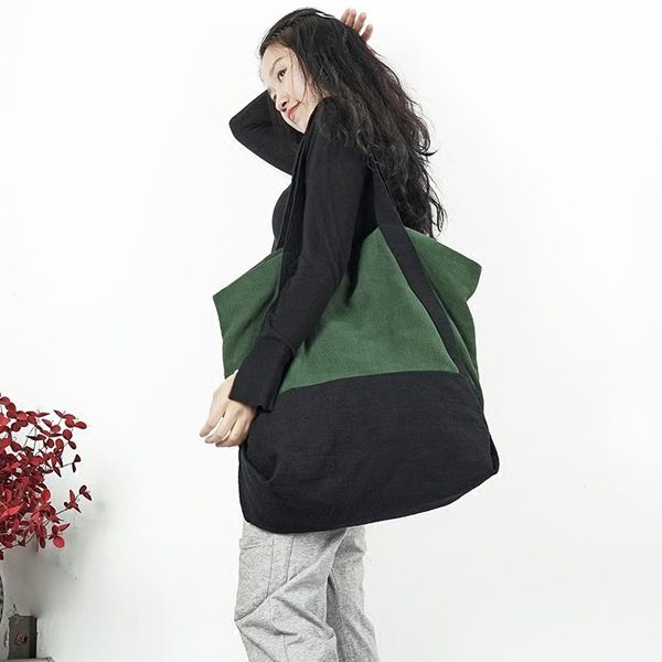 

large capacity canvas bag retro art single shoulder bag women vintage simple portable large cotton linen handbag panelled tote