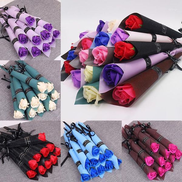 

rose artificial flower soap flower bouquet multicolor rose wedding decoration scrapbooking fake 1pc1