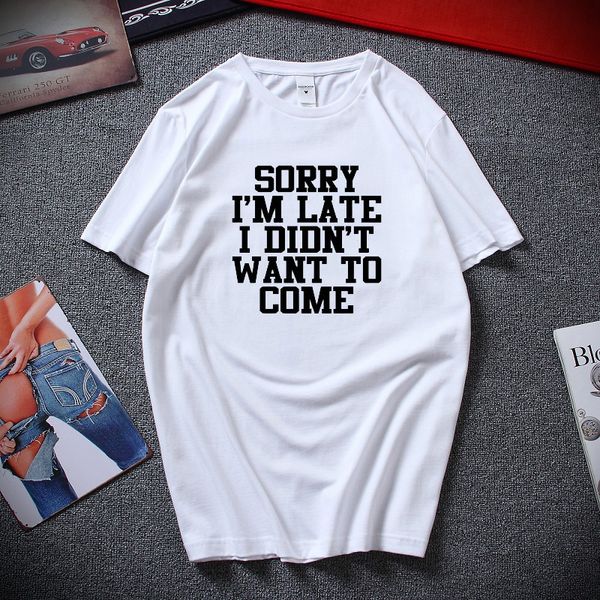 

sorry i'm late i didn't want to come print letter fashion loose short sleeve sport hooded sweatshirt hoodie men t shirt