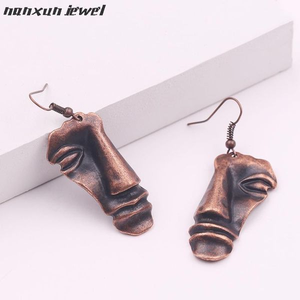 

exaggeration half face drop earrings abstract art stone art bohemia punk face dangle earrings for women fashion jewelry, Silver