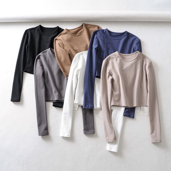 

осень 254-18 пригонки небольшого экипажа высокой шеи талия короткого жесткий длинный рукав футболка спортивных базы baset футболку basebase, White