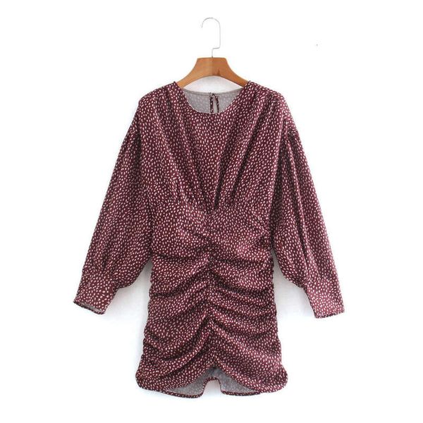 

winter french fashion new women's autumn style pleated print dress slim and hip skirt, Black;gray