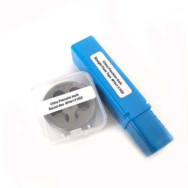 

2pcs hss metric thread tap die set m14 m14x1.5 m14x1.25 m14x1 14x0.75 fine thread right hand taps round dies m14x0.5 m14x21