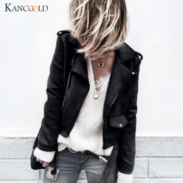 

kancoold coats women's casual autumn faux suede slim zippers coat short cool motorcycle fashion new coat and jackets 2019aug201, Black;brown
