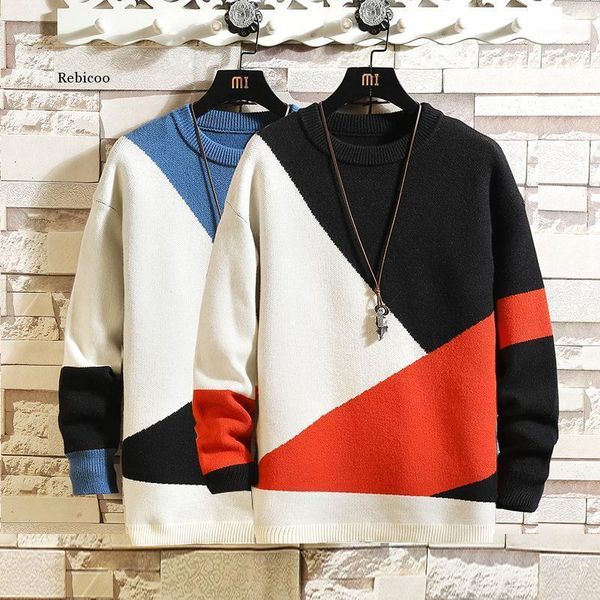 

men's sweaters men's spring autumn winter clothes pull oversize 5xl 6xl 7xl korea style casual standard pullovers1, White;black