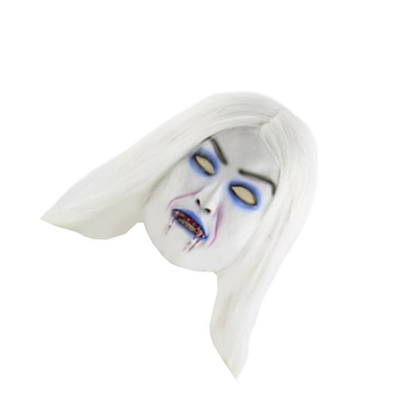 

2021 latestsale white-haired bleeding witch halloween and christmas performance props latex horror funny ghost soft mask headgear new