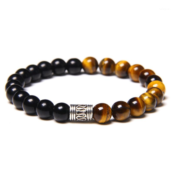 

8mm natural tiger eye stone bracelet men fashion black onyx beaded charm bracelet bangle jewelry for women men gift dropshipping1