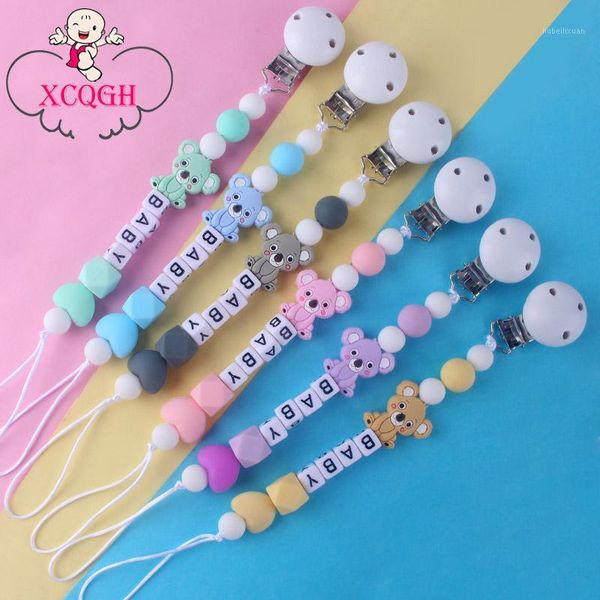 

xcqgh baby pacifier clip chain silicone teething beads mini koala beads diy nipple holder clips strap1