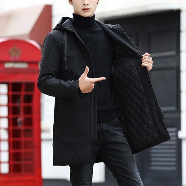 

men jackets autumn winter men's trench coat casual thicken warm hooded jacket male windbreaker outerwear jaquet man coat 6xl1, Tan;black