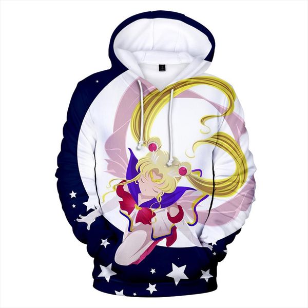 

rholycrown anime sailor moon hoodies women men winter pullovers 3d hooded oversized sweatshirts sailor moon girls 3d hoodie, Black