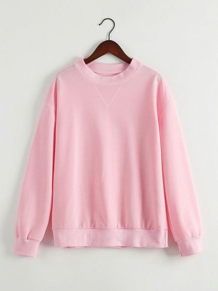 

solid drop shoulder sweatshirt a5d5#, White;black